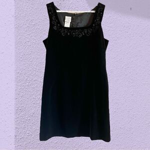 Vintage 90s Laura Ashley black velvet dress embroidery